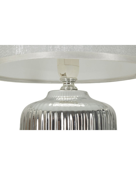 Lampe à poser design chic Céramique Argenté Argenté Tissu Métal Lucina H 29 cm 