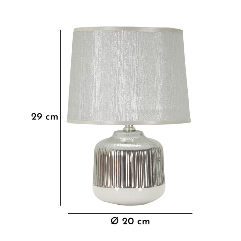 Lampe à poser design chic Céramique Argenté Argenté Tissu Métal Lucina H 29 cm 