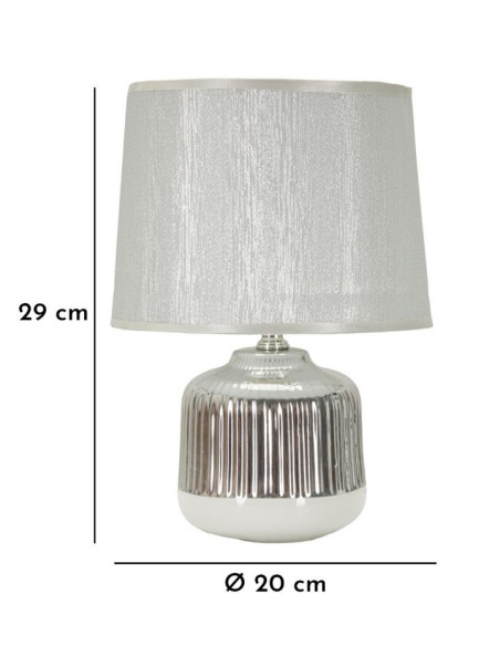 Lampe à poser design chic Céramique Argenté Argenté Tissu Métal Lucina H 29 cm 