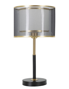 Lampe à poser design art déco Métal Doré Noir Tissu Levels H 48 cm 