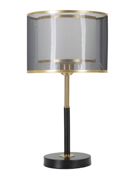 Lampe à poser design art déco Métal Doré Noir Tissu Levels H 48 cm 