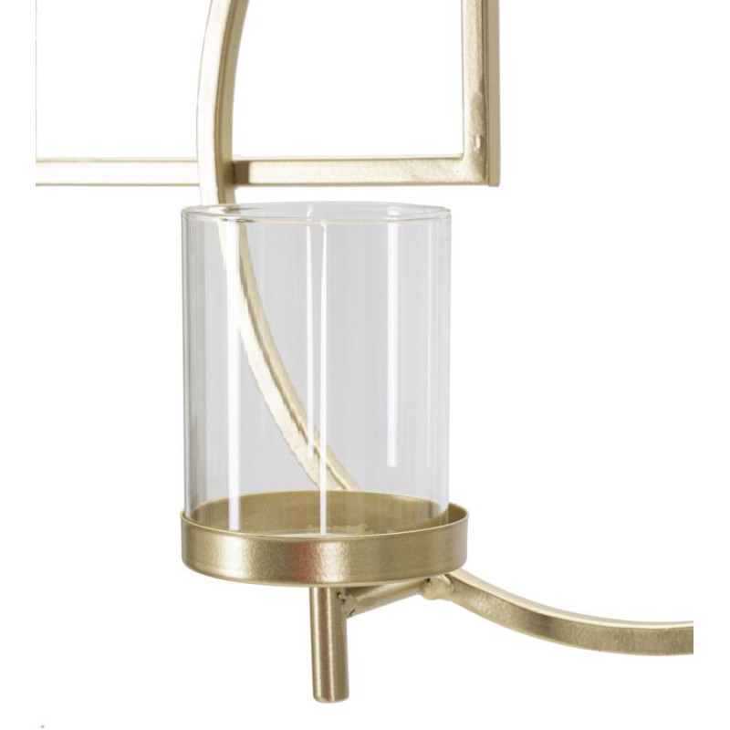 Grand Photophore mural design art déco 5 bougies Métal Doré Verre Transparent Marie 