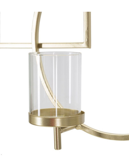 Grand Photophore mural design art déco 5 bougies Métal Doré Verre Transparent Marie 