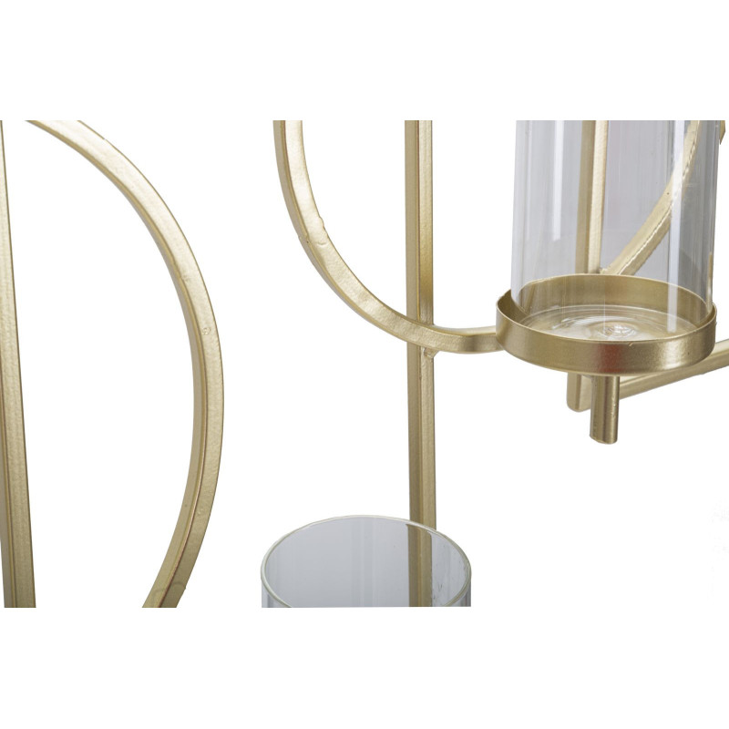 Grand Photophore mural design art déco 5 bougies Métal Doré Verre Transparent Marie 