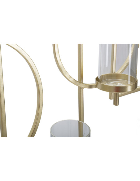 Grand Photophore mural design art déco 5 bougies Métal Doré Verre Transparent Marie 