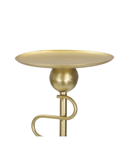 Lot de 2 Grands Bougeoirs design chic Métal Doré Alid 