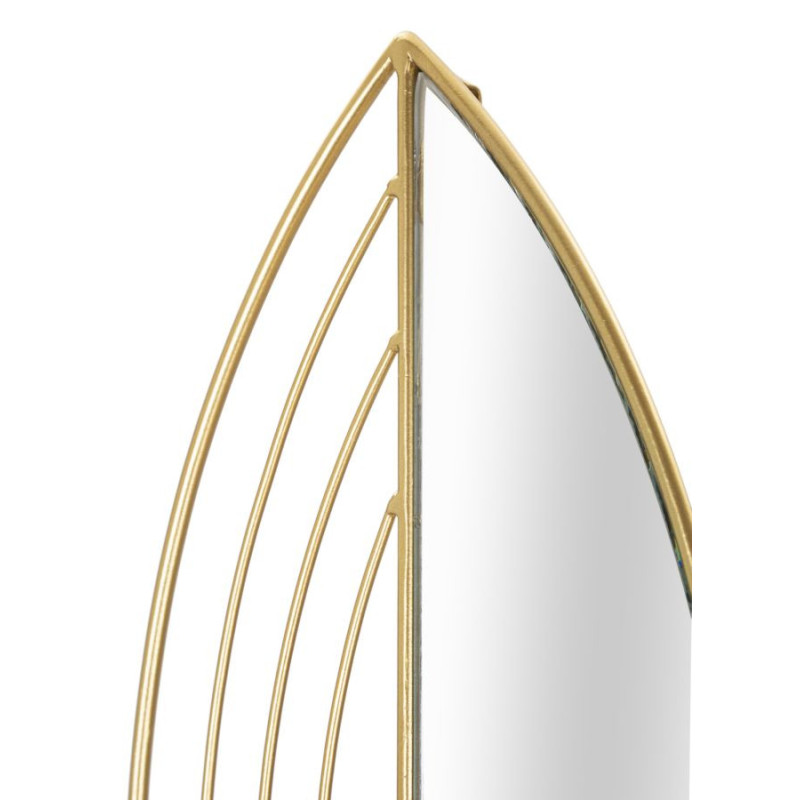 Lot de 2 Grands Bougeoirs muraux design chic Feuilles Métal Doré Miroir Leaf 