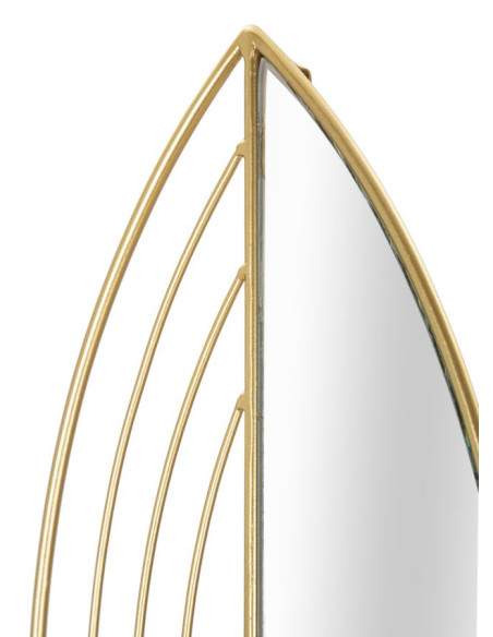 Lot de 2 Grands Bougeoirs muraux design chic Feuilles Métal Doré Miroir Leaf 