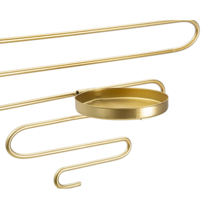 Lot de 2 Grands Bougeoirs muraux design chic Lignes Métal Doré Alid 