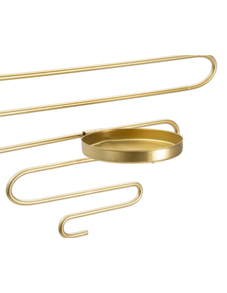 Lot de 2 Grands Bougeoirs muraux design chic Lignes Métal Doré Alid 