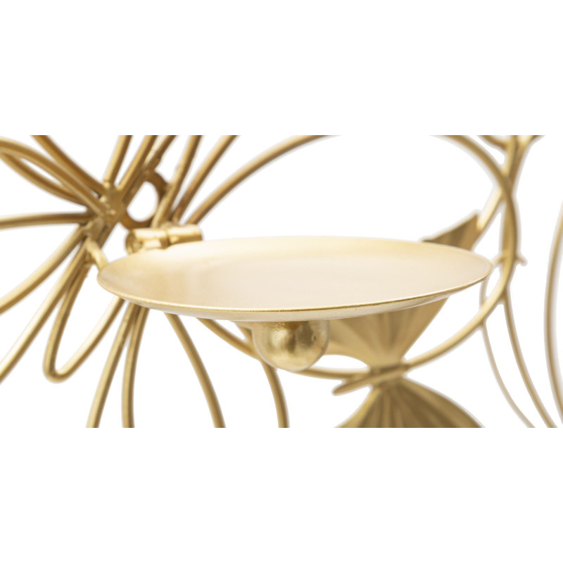 Grand Bougeoir mural design chic Papillons 3 bougies Métal Doré Farfalle 61 cm 
