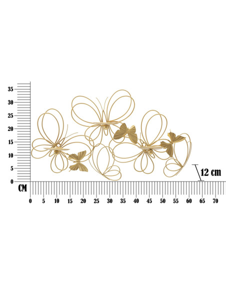 Grand Bougeoir mural design chic Papillons 3 bougies Métal Doré Farfalle 61 cm 