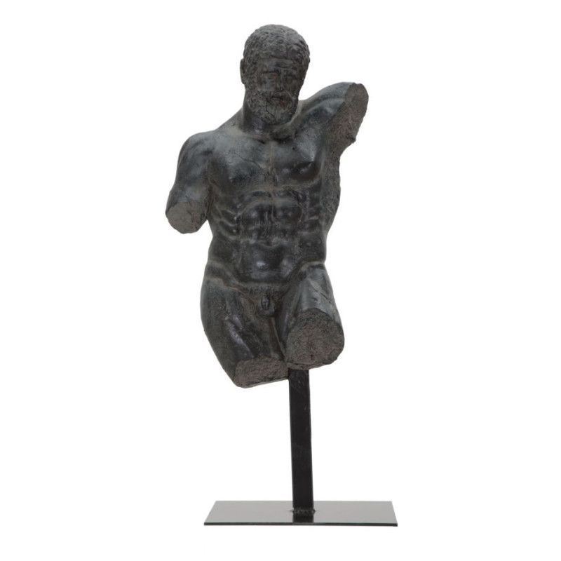Sculpture déco sur pied néo-classique Homme grec Résine Noir Métal Museum 57 cm 