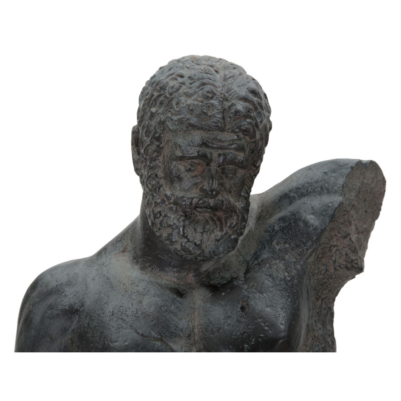 Sculpture déco sur pied néo-classique Homme grec Résine Noir Métal Museum 57 cm 