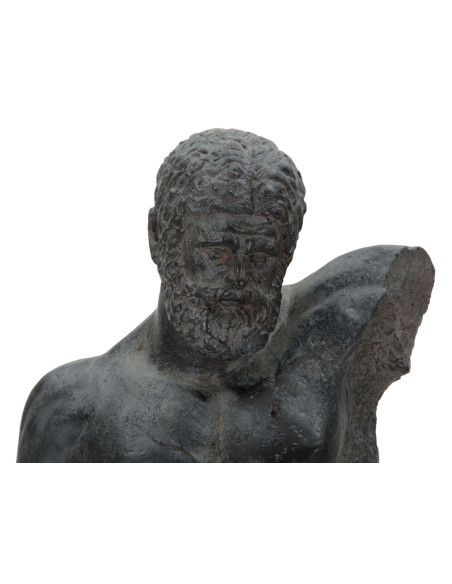 Sculpture déco sur pied néo-classique Homme grec Résine Noir Métal Museum 57 cm 