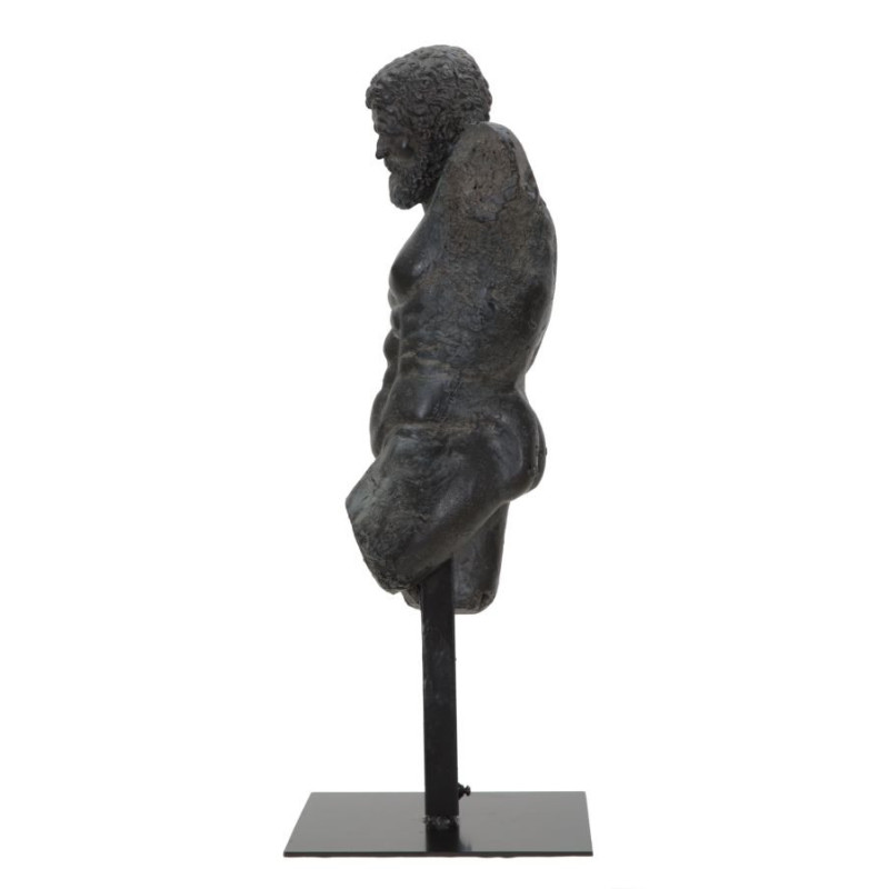 Sculpture déco sur pied néo-classique Homme grec Résine Noir Métal Museum 57 cm 