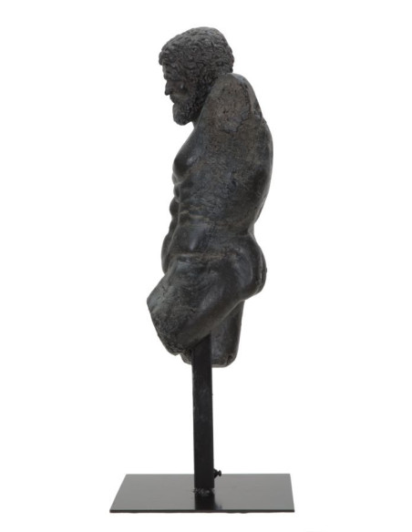 Sculpture déco sur pied néo-classique Homme grec Résine Noir Métal Museum 57 cm 