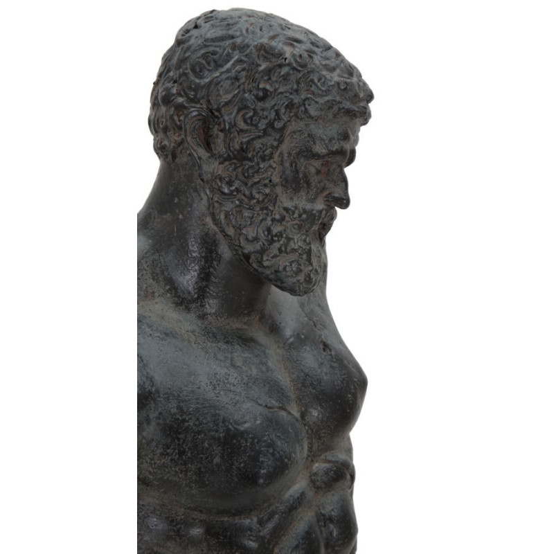 Sculpture déco sur pied néo-classique Homme grec Résine Noir Métal Museum 57 cm 