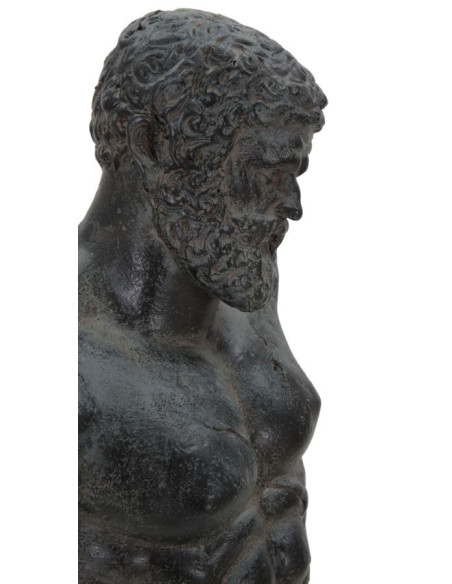 Sculpture déco sur pied néo-classique Homme grec Résine Noir Métal Museum 57 cm 