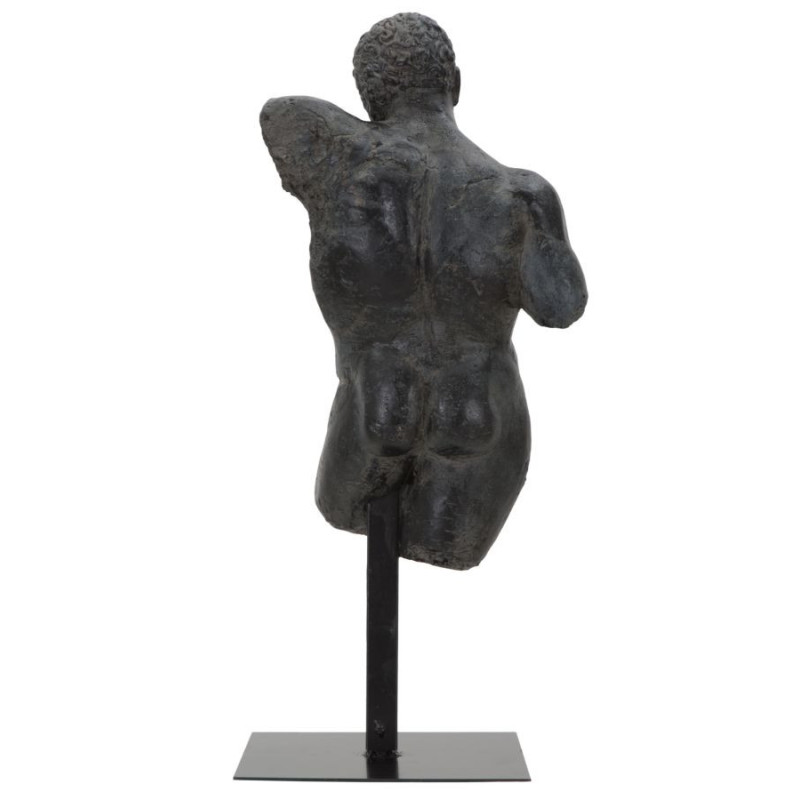 Sculpture déco sur pied néo-classique Homme grec Résine Noir Métal Museum 57 cm 