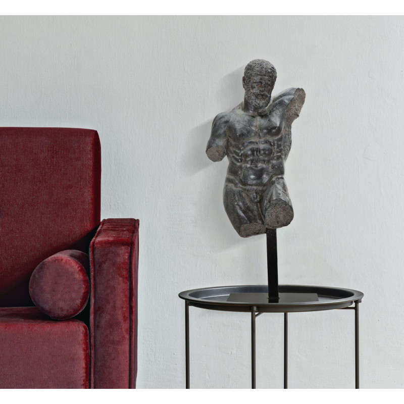 Sculpture déco sur pied néo-classique Homme grec Résine Noir Métal Museum 57 cm 