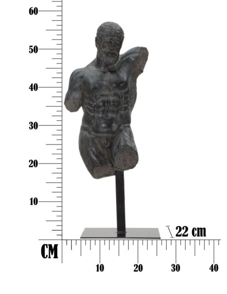 Sculpture déco sur pied néo-classique Homme grec Résine Noir Métal Museum 57 cm 
