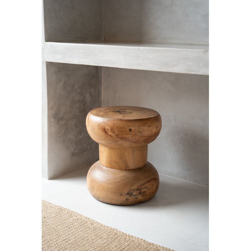 Tabouret original Rond en Bois de suar Naturel The Wayr 