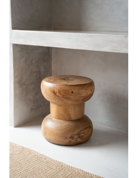 Tabouret original Rond en Bois de suar Naturel The Wayr 