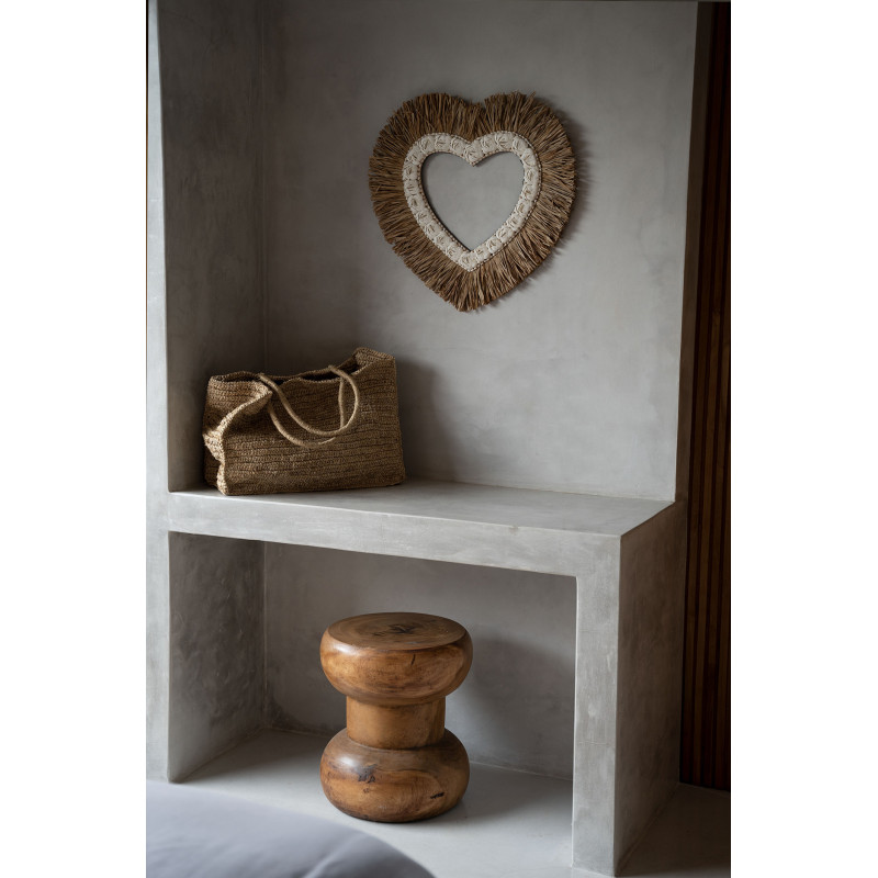 Tabouret original Rond en Bois de suar Naturel The Wayr 
