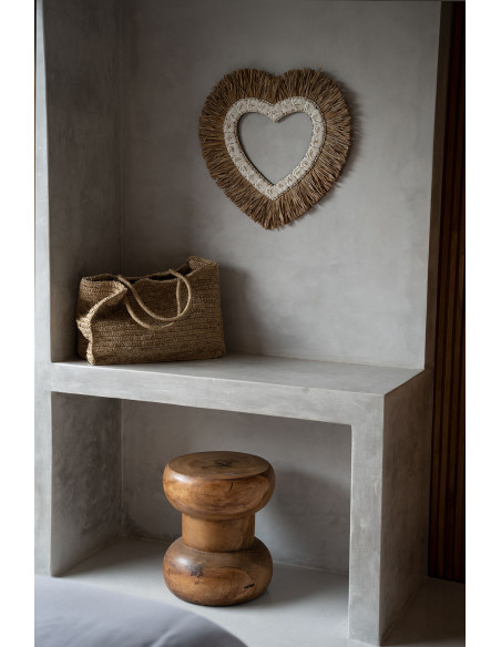 Tabouret original Rond en Bois de suar Naturel The Wayr 