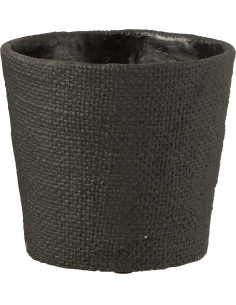 Cache-pot en Ciment Noir Salma Diamètre 16 cm - 1