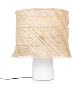 Lampe à poser originale Cheveux Hauteur 55 cm en Terre cuite Blanc Rotin Naturel The Rattan 