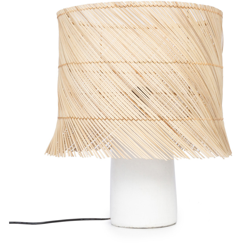 Lampe à poser originale Cheveux Hauteur 55 cm en Terre cuite Blanc Rotin Naturel The Rattan 