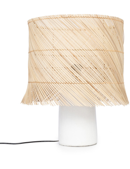 Lampe à poser originale Cheveux Hauteur 55 cm en Terre cuite Blanc Rotin Naturel The Rattan 