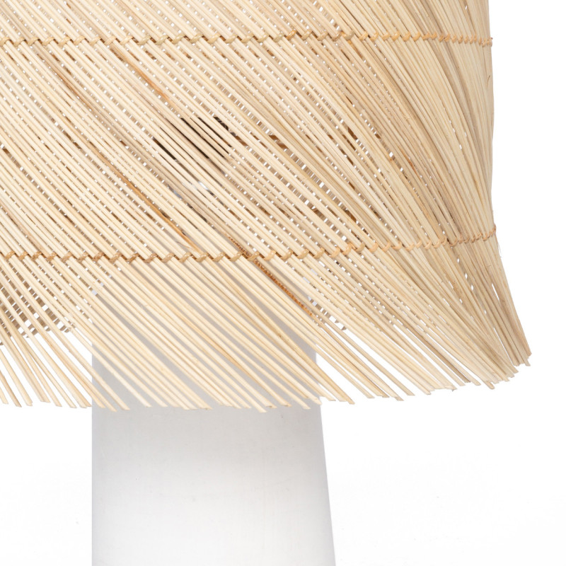 Lampe à poser originale Cheveux Hauteur 55 cm en Terre cuite Blanc Rotin Naturel The Rattan 
