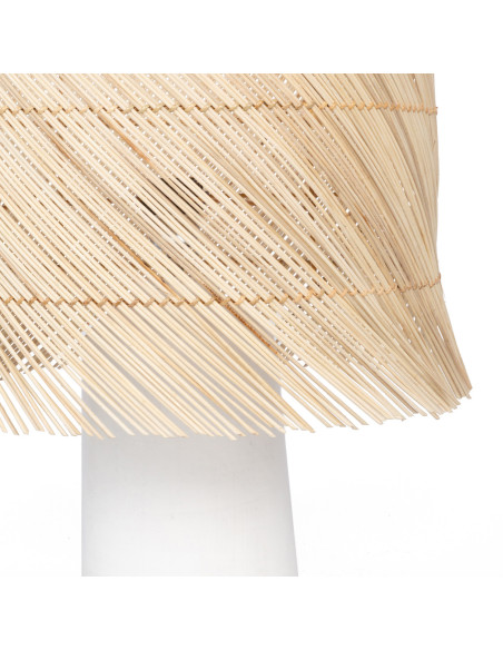 Lampe à poser originale Cheveux Hauteur 55 cm en Terre cuite Blanc Rotin Naturel The Rattan 