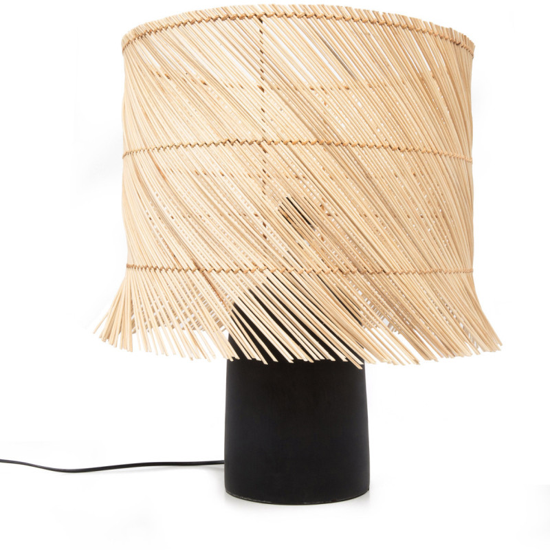 Lampe à poser Hauteur 55 cm Terre cuite Noir Rotin Naturel The Rattan 