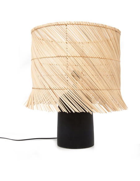 Lampe à poser Hauteur 55 cm Terre cuite Noir Rotin Naturel The Rattan 