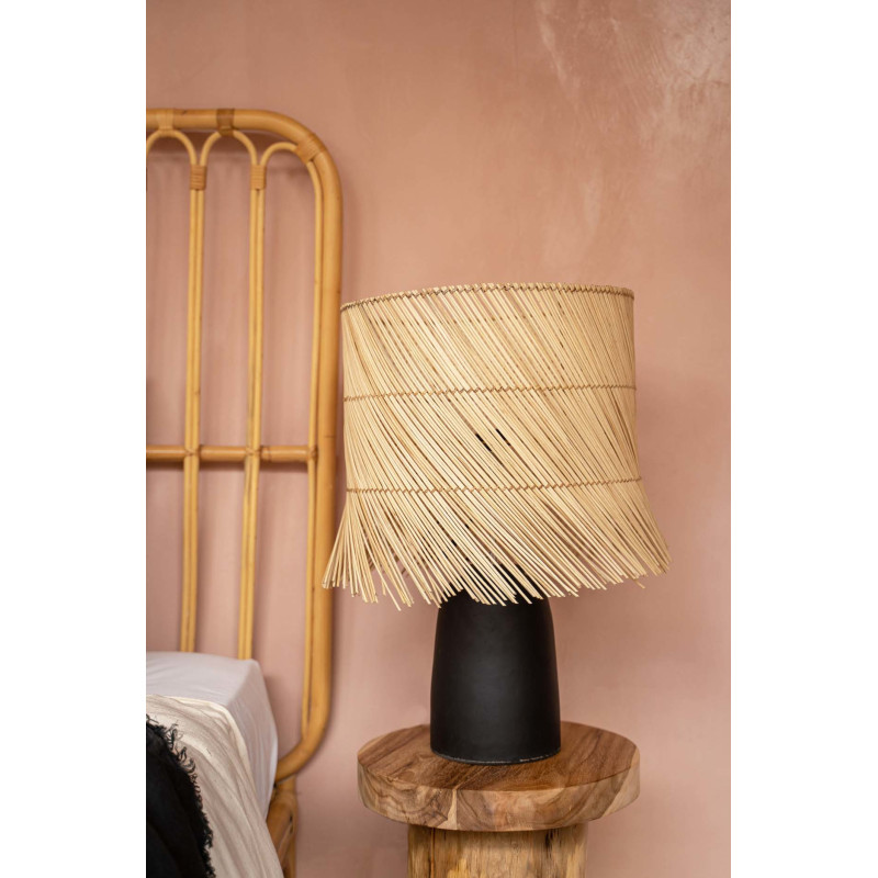 Lampe à poser Hauteur 55 cm Terre cuite Noir Rotin Naturel The Rattan 