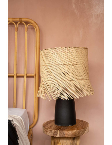 Lampe à poser Hauteur 55 cm Terre cuite Noir Rotin Naturel The Rattan 