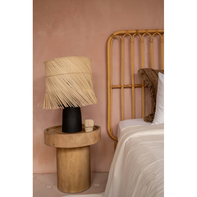 Lampe à poser Hauteur 55 cm Terre cuite Noir Rotin Naturel The Rattan 
