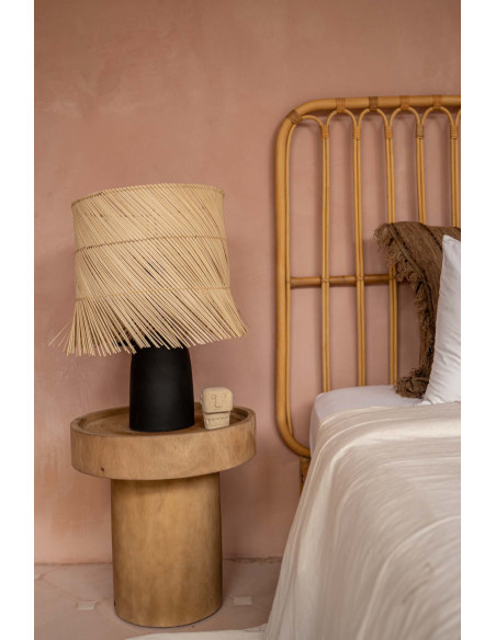 Lampe à poser Hauteur 55 cm Terre cuite Noir Rotin Naturel The Rattan 