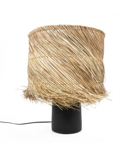 Lampe à poser Hauteur 55 cm Terre cuite Noir Herbe tropicale Naturel The Pandan 