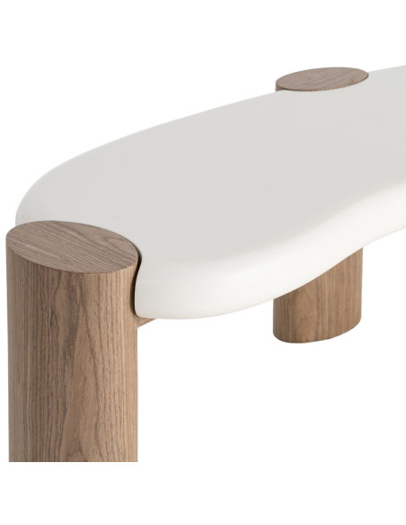 Table basse design Organique 125 cm Bois MDF Blanc Naturel Neonda