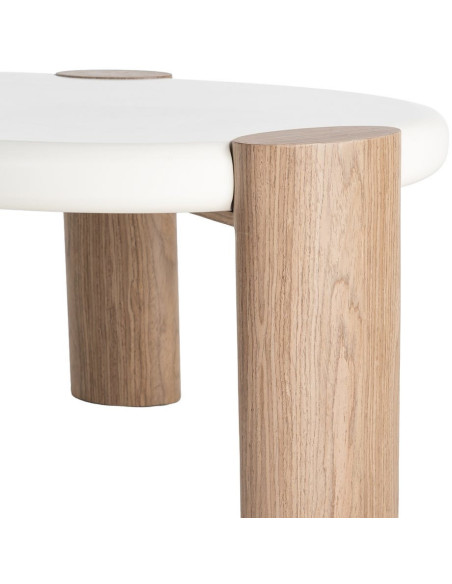 Table basse design Organique 125 cm Bois MDF Blanc Naturel Neonda