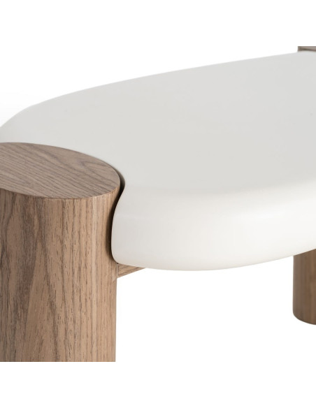 Table basse design Organique 125 cm Bois MDF Blanc Naturel Neonda