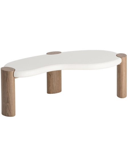 Table basse design Organique 125 cm Bois MDF Blanc Naturel Neonda