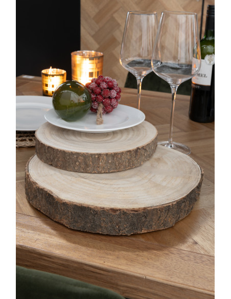 Plateau déco Rondin 25 cm Bois de paulownia Naturel Schijfje
