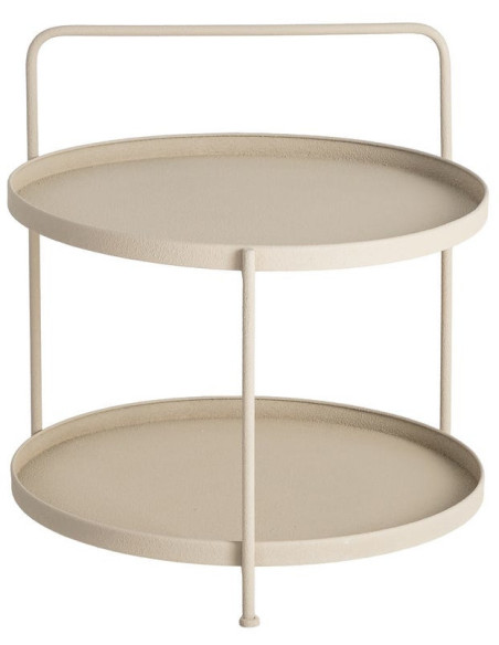 Table d'appoint design Ronde 2 niveaux 56 cm Métal Beige Trayla
