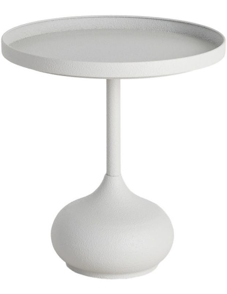 Table d'appoint design contemporain chic Ronde 40 cm Métal Blanc Calcéa